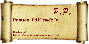 Prauda Pázmán névjegykártya